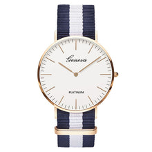 Load image into Gallery viewer, Geneva Unisex Tri-Colored Nylon Strap Quartz Watch Unisex
