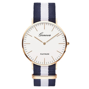 Geneva Unisex Tri-Colored Nylon Strap Quartz Watch Unisex