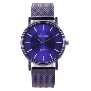 Geneva Woman's Single Color Quartz Watch Mesh Strap