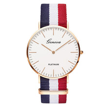 Load image into Gallery viewer, Geneva Unisex Tri-Colored Nylon Strap Quartz Watch Unisex
