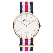 Load image into Gallery viewer, Geneva Unisex Tri-Colored Nylon Strap Quartz Watch Unisex
