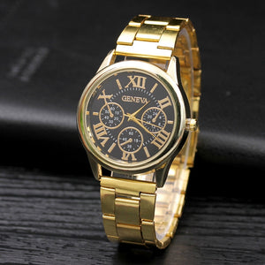 Geneva Women's Luxury Stainless Steel Gold-look Watch