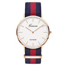 Load image into Gallery viewer, Geneva Unisex Tri-Colored Nylon Strap Quartz Watch Unisex
