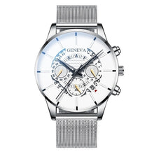 Load image into Gallery viewer, Geneva Men&#39;s Calendar Mesh Strap Watch
