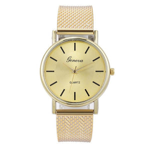 Geneva Woman's Single Color Quartz Watch Mesh Strap