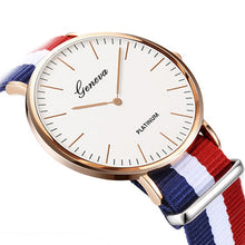 Load image into Gallery viewer, Geneva Unisex Tri-Colored Nylon Strap Quartz Watch Unisex
