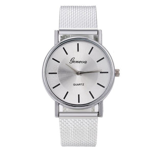 Geneva Woman's Single Color Quartz Watch Mesh Strap