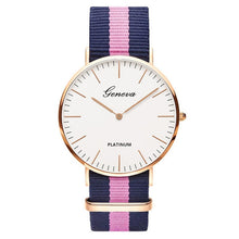 Load image into Gallery viewer, Geneva Unisex Tri-Colored Nylon Strap Quartz Watch Unisex
