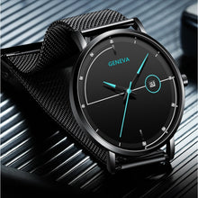 Load image into Gallery viewer, Geneva Men&#39;s Ultra-thin Stainless Steel Calendar Watch
