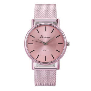 Geneva Woman's Single Color Quartz Watch Mesh Strap