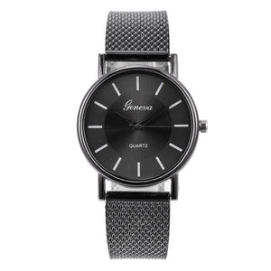 Geneva Woman's Single Color Quartz Watch Mesh Strap